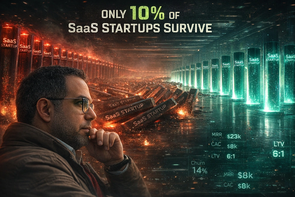 🔥 SaaS Failure Playbook لماذا تفشل معظم مشاريع SaaS… وما الذي يفعله المؤسسون الناجحون بشكل مختلف؟